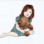 Girl with teddy bear by Rebecca Osborne